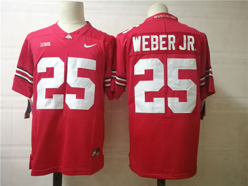 Men Ohio State Buckeyes 25 Weber jr Red Nike 2025 NCAA Jersey
